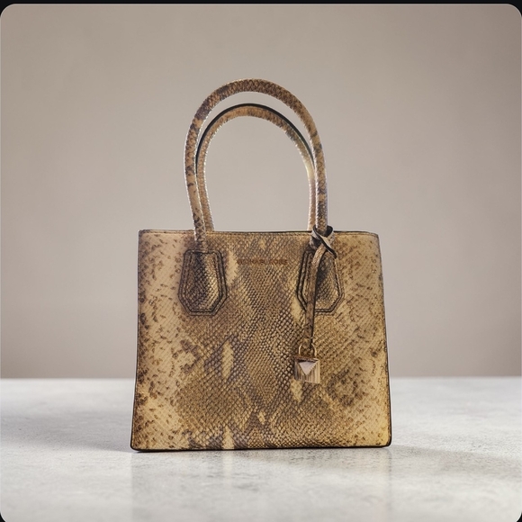 Michael Kors Handbags - Michael Kors Mercer Small Snake Print Satchel NWOT